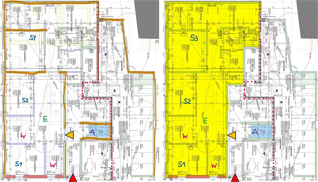 20251213_UGL_Grundriss-Arztpraxis_gebaute-Rohbau-W%C3%A4nde_beschriftet